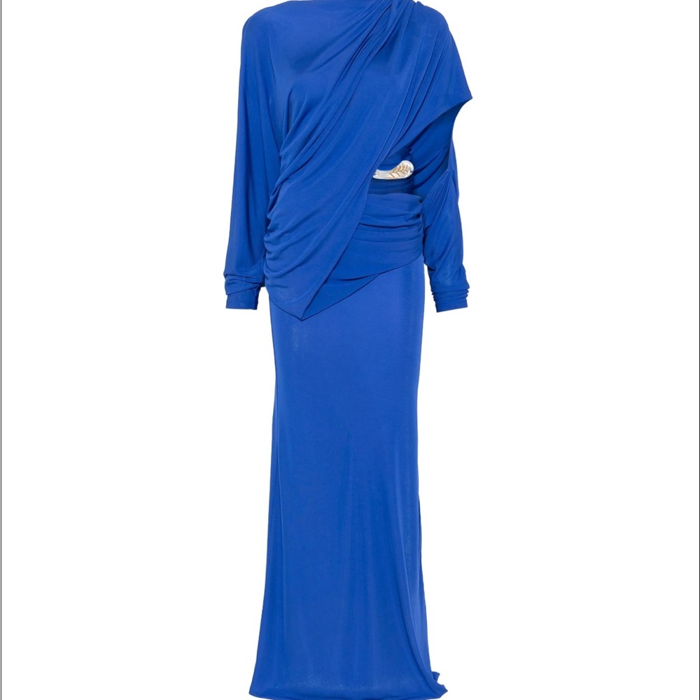 Christopher Esber Cobalt Blue Draped Maxi Dress